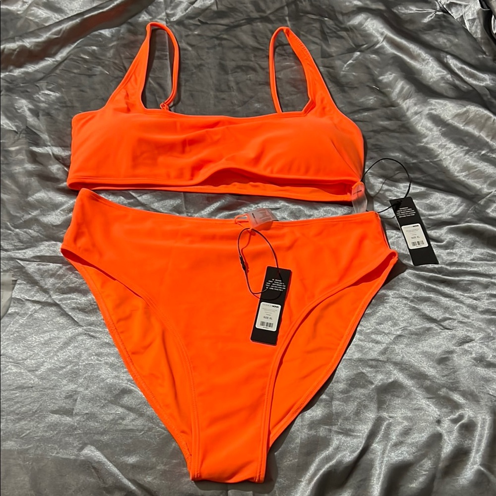 Fashion Nova Neon Orange Bikini Set